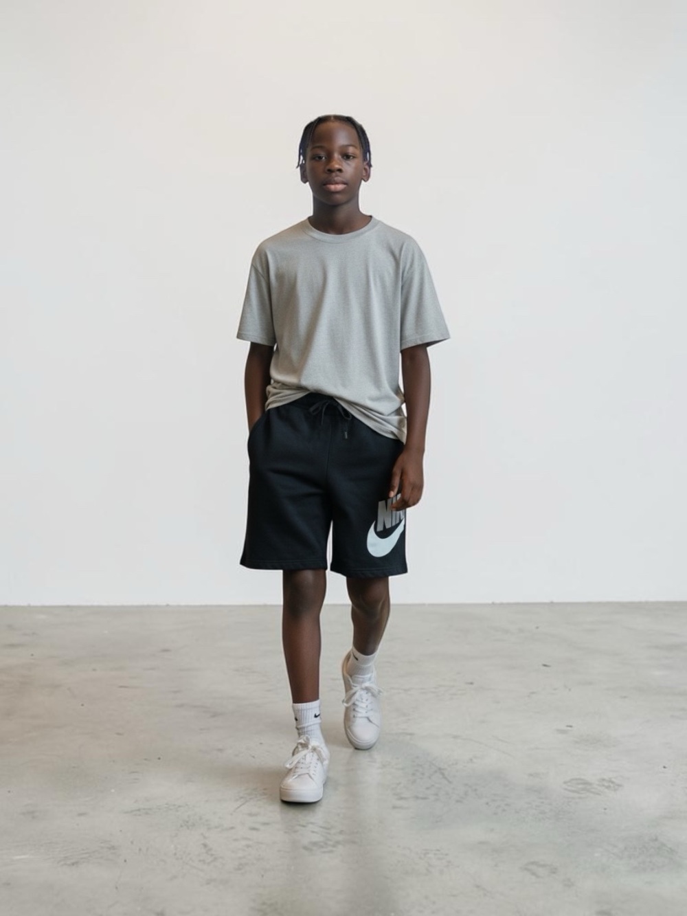 Nike Navy Athletic Shorts with White Swoosh